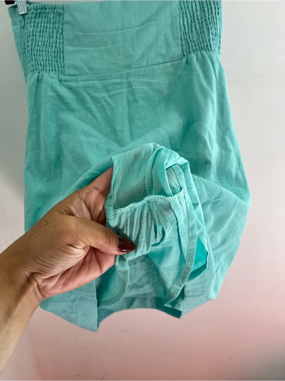Abercrombie & Fitch Strapless Linen Blend Teal Blue Romper Size Medium - Picture 7 of 9